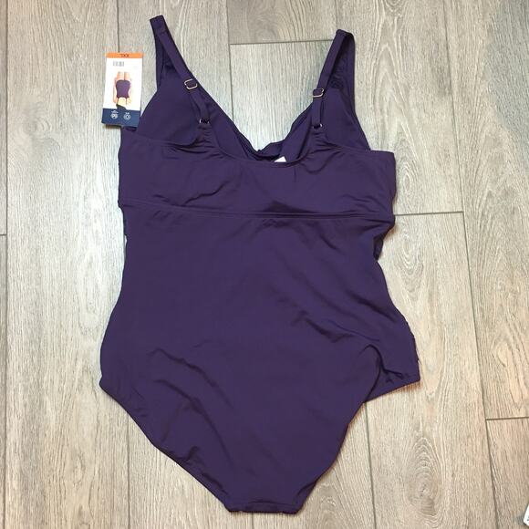 Lands' End Women's Dark Purple One Piece Swimsuit size XXL NWT - Picture 2 of 10
